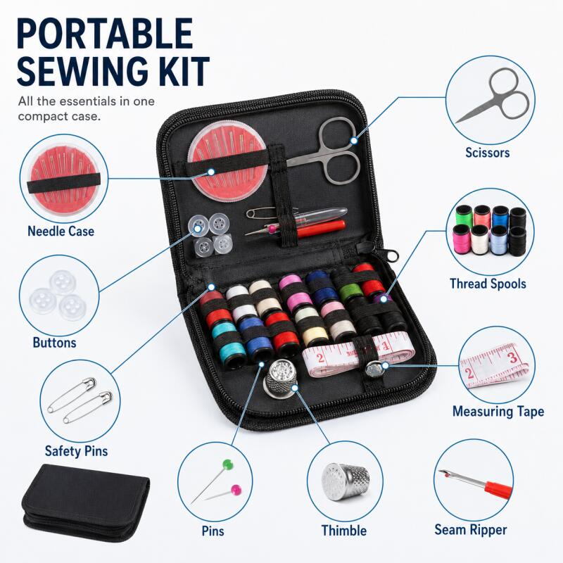Travel Accessories To Sew - Przenośny zestaw do szycia dla początkujących