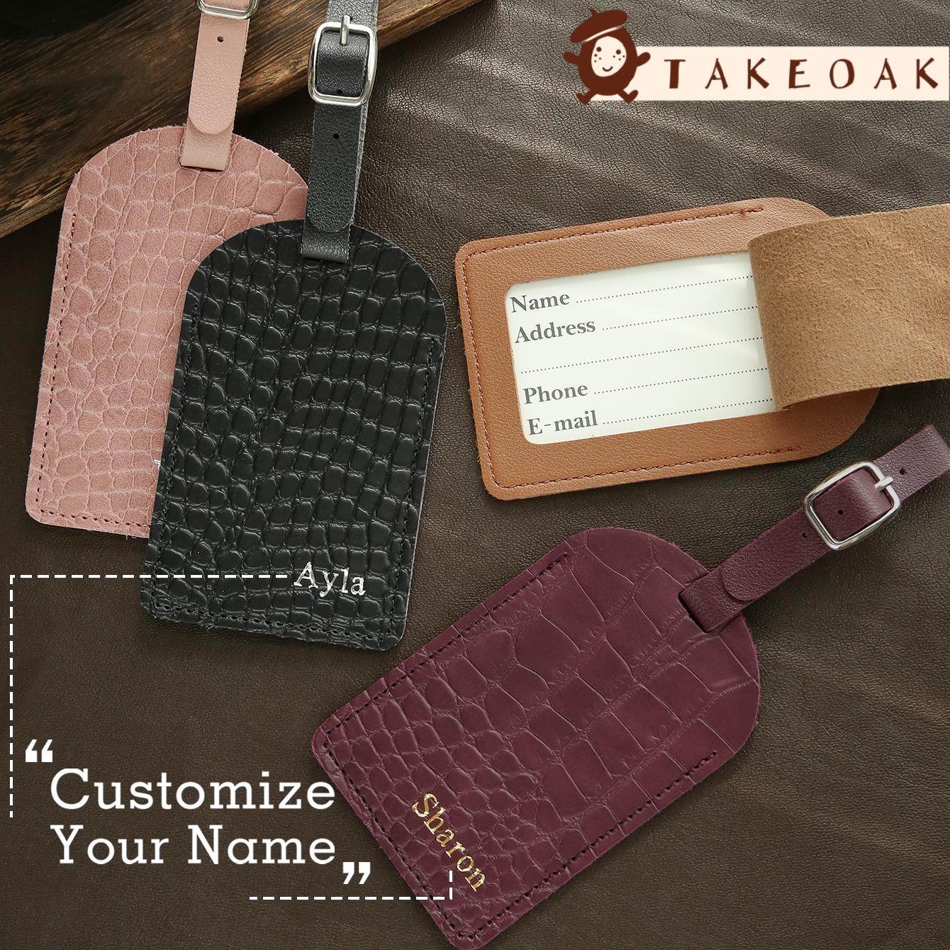 Travel Accessories B&M - Personalizowana skórzana zawieszka do bagażu z